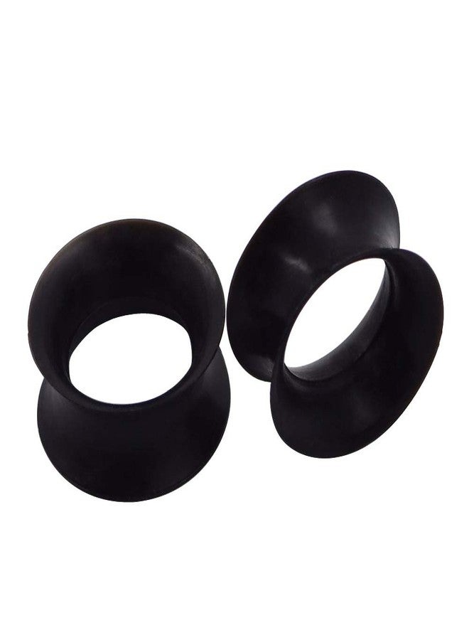 Stuppendux 1 Pair Black Soft Silicone Flexible Ear Skin Tunnels Plugs Expanders Gauges Hollow Body Piercing 9/16" 14mm - Image 1